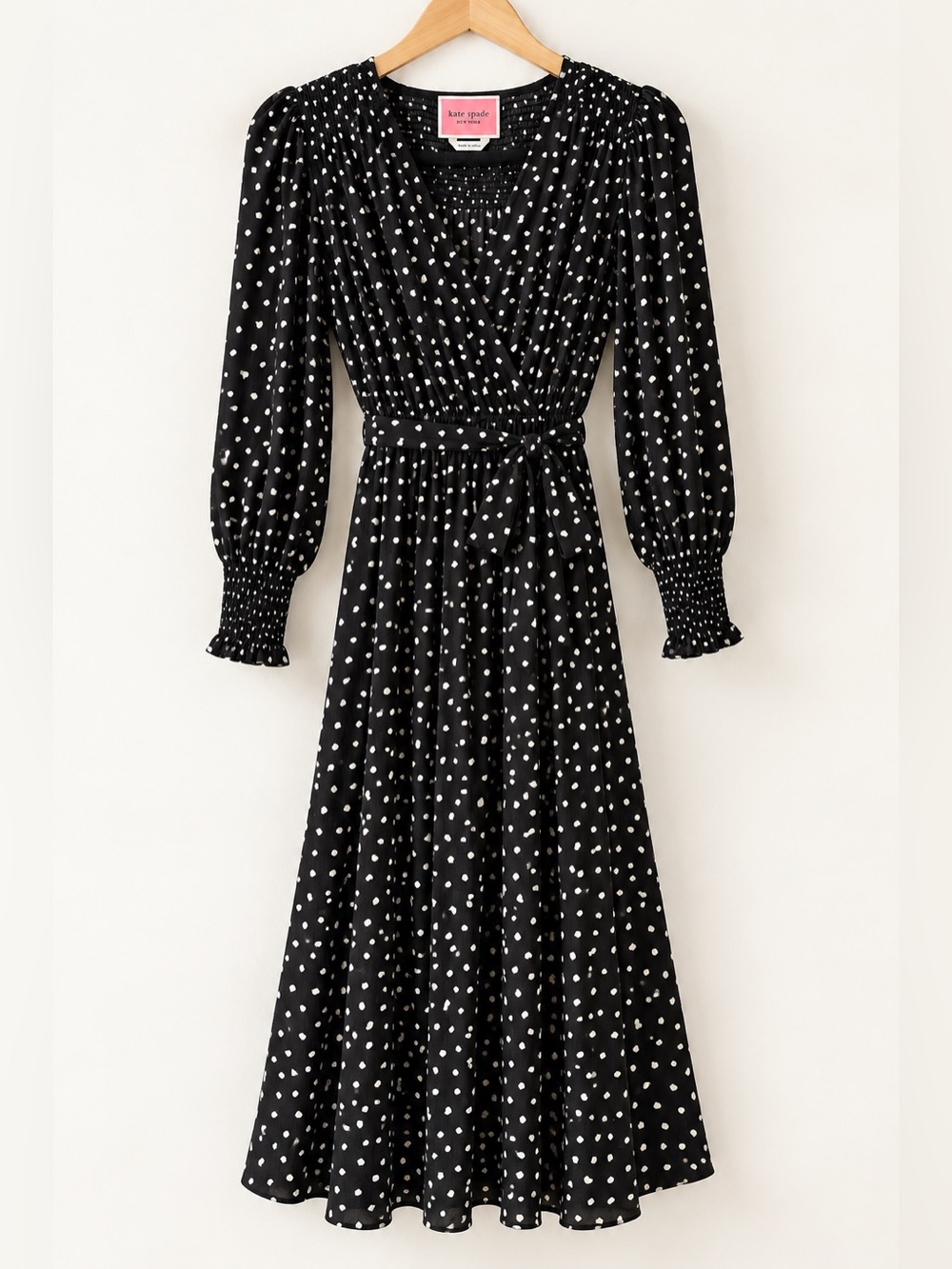 Kate Spade New York Heartbeat Black White Heart Print Midi Dress L
